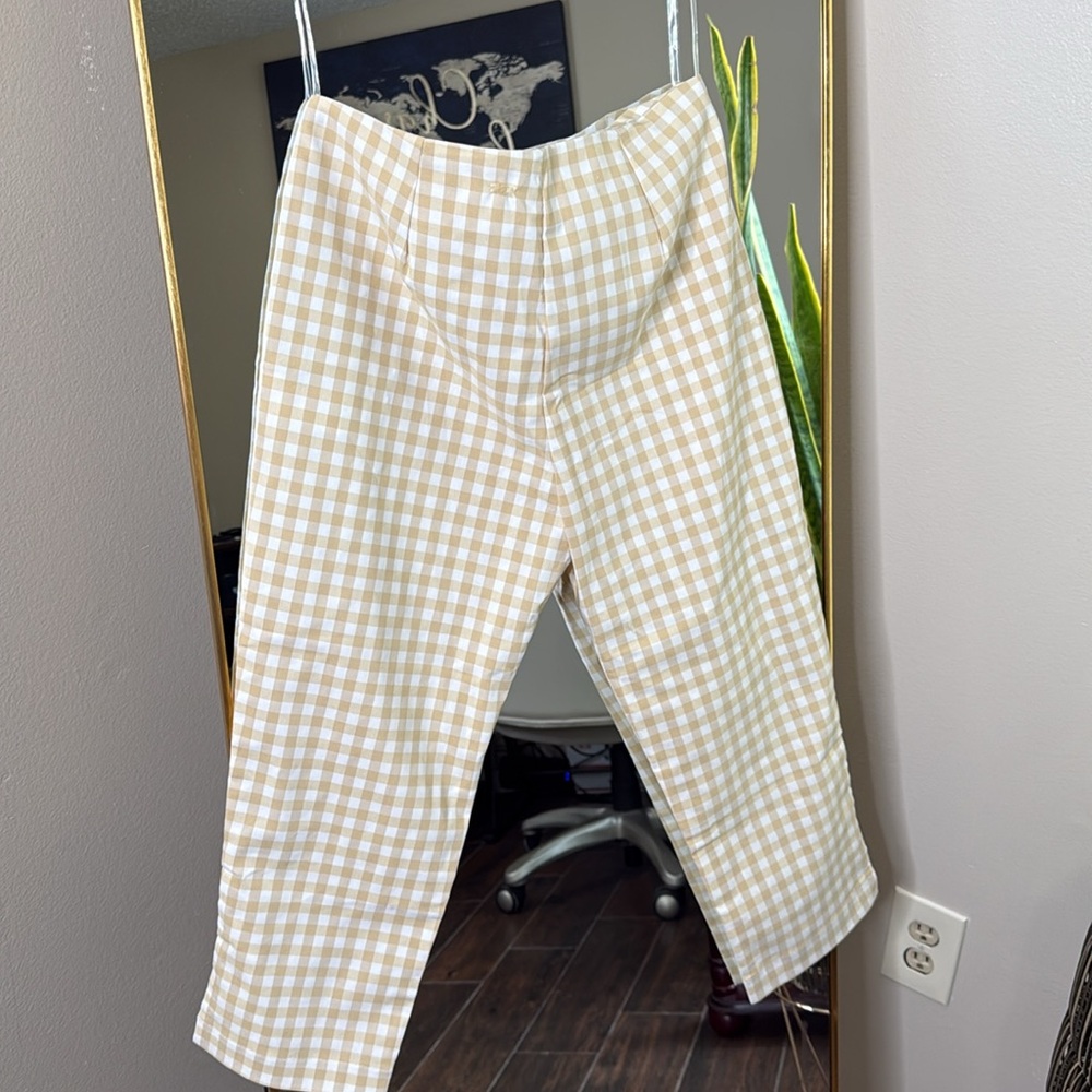 House of CB 'Carella' Gingerbread Gingham Capris NWOT - Picture 5 of 6